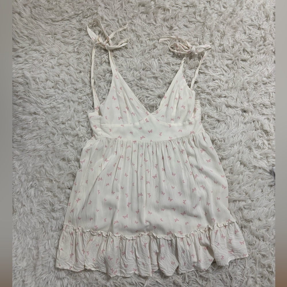 White Mini Dress with Butterflies worn once